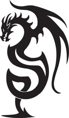 Black tribal dragon silhouette graphic design