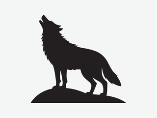 howling wolf icon illustration, howling wolf silhouette logo EPS vector design