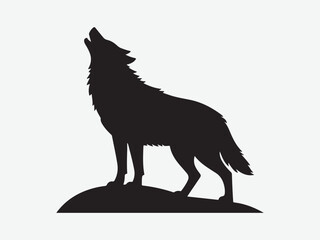 Howling wolf icon illustration, howling wolf silhouette logo EPS vector design