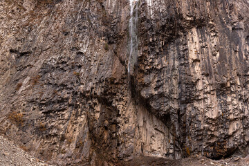 High Ilisu waterfall in the city of Gakh. Azerbaijan.