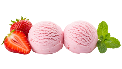 Strawberry and kiwi lychee mint frozen fruit dessert scoops PNG
