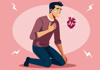Illustration Man Suffering Heart Attack or Chest Pain