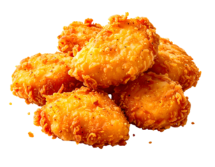 Crispy, golden-brown fried chicken bites, a savory snack