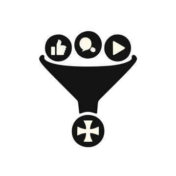 Icon "Algorithmic Radicalization" - A social media funnel narrowing into extremism.