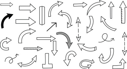 Collection of various arrows pointing in different directions