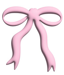 Illustration of 3D pink ribbon for model, merchandise, decoration, patch, brooch, fabric print, breast cancer awareness campaign, icon, symbol, fashion, accessory, women costume, sticker, wedding card