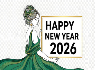 New year 2026 woman in green gown