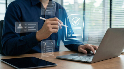 
Recruitment and candidate selection process showcasing HR professionals using digital tools to evaluate talent and identify career opportunities, ensuring workforce success and organizational growth.