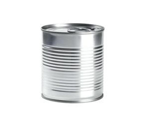 Metallic food container with pull-tab lid and ribbed body