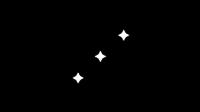 Fairy shining flashing magic twinkle stars starlight on chroma key animation on black screen.loop Shimmering magic stasr flash,Blinking retro vector stars,twinkling starry night sky.4K Animation