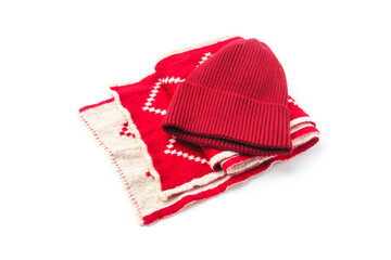 Knitted wool scarf and hat