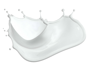 Refreshing white liquid splashing with droplets isolated on black