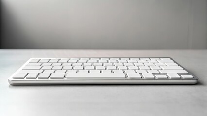 Sleek white keyboard on a minimalist surface, showcasing modern design and functionality.