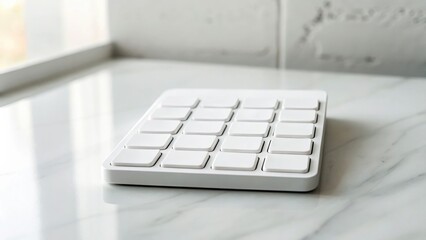 Minimalistic white tray on a marble surface, showcasing a clean and modern design.