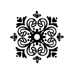 Vector black and white mandala in doodle style. Symmetrical design element.