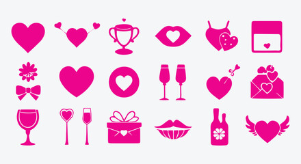 Romantic Valentines Day Icon Set