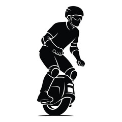 Obraz premium Rider on unicycle isolated on white background, Vector