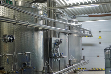 Beer factory., industrial interior of brewery
