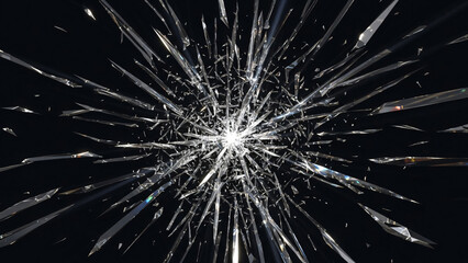 Fototapeta premium a shattered glass window with a black background