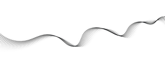 Flowing Dot Wave halftone gradient pattern on transparent background	
