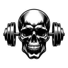 Skull head weightlifting vector image illustration