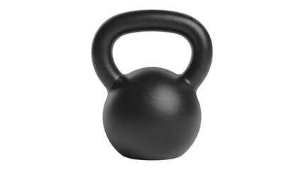 Black kettlebell weight with handle on white background for fitness and exercise