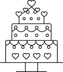 love cake outline vector illustration on transparent background