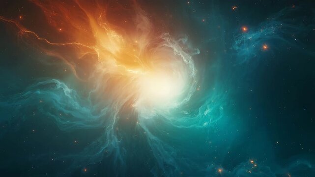 Vibrant nebula with swirling clouds of gas and stars in space