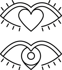 love glance outline vector illustration on transparent background