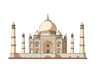 Fototapeta premium Taj Mahal Illustration - Iconic Indian Monument