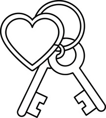 love keychain outline vector illustration on transparent background