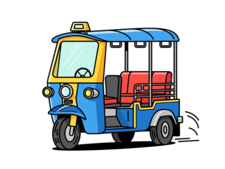 Blue and Yellow Tuk-Tuk Vehicle