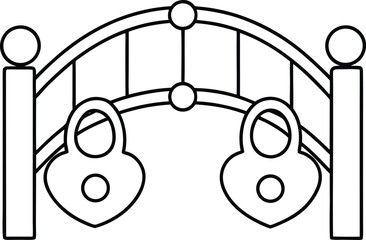 love lock bridge outline vector illustration on transparent background