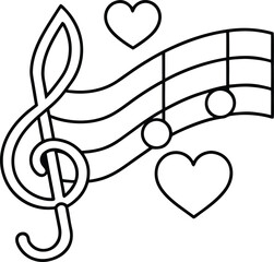 love music outline vector illustration on transparent background