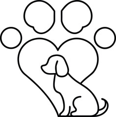 love pet outline vector illustration on transparent background