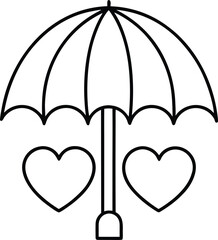 love protection outline vector illustration on transparent background