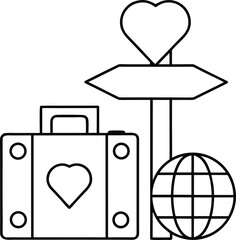 love travel outline vector illustration on transparent background