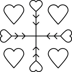 matching hearts outline vector illustration on transparent background