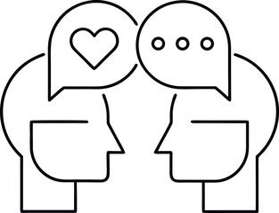 romantic chat outline vector illustration on transparent background