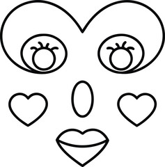 romantic face outline vector illustration on transparent background
