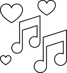 romantic song outline vector illustration on transparent background
