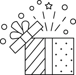 surprise gift outline vector illustration on transparent background