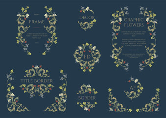William Morris-inspired floral designs. Collection of retro decor.
.