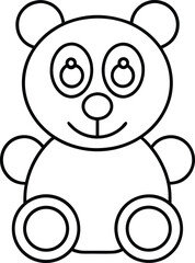 teddy bear outline vector illustration on transparent background