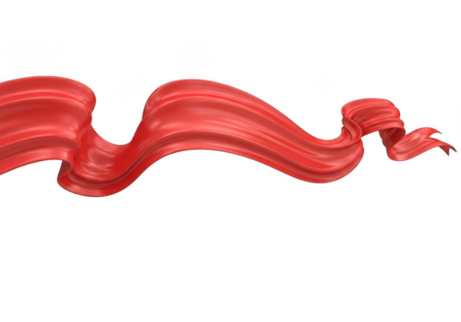 Flowing red ribbon abstract shape isolated on transparent background - Powered by Adobe