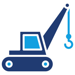 Crawler Crane Blue Color Icon