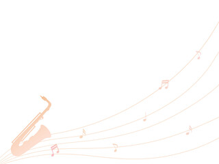 サックスと五線譜のイラスト