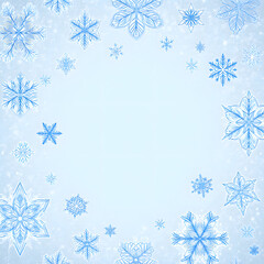 Winter Snowflakes Blue Background: Frosty Decorative Patterns and Artistic Graphic Elements for Seasonal Joy