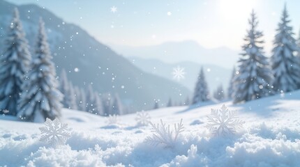 Fototapeta premium Snowy winter atmosphere design with heavy falling snowflakes, icy crystal textures, flat snowflake shapes, white transparent background