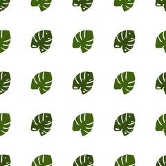 Monstera leaf pattern - A repeating pattern of vibrant monstera leaves, evoking a sense of tropical and natural beauty. These leaves are arranged in an orderly fashion, offering a fresh.